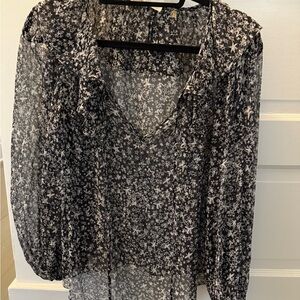 LoveShackFancy Black and White Floral Blouse
